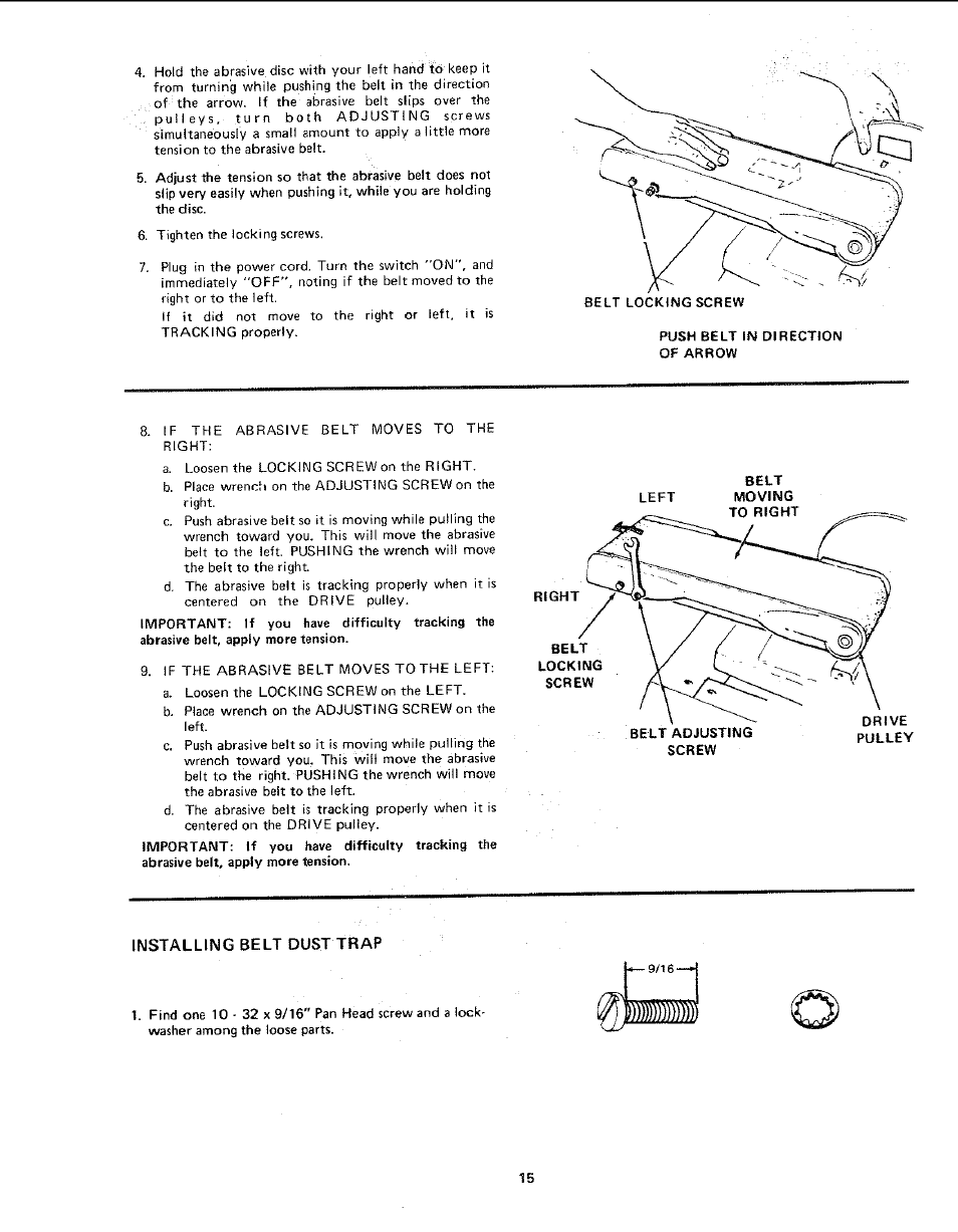 Installing belt dust trap | Craftsman 113.225931 User Manual | Page 15 / 32