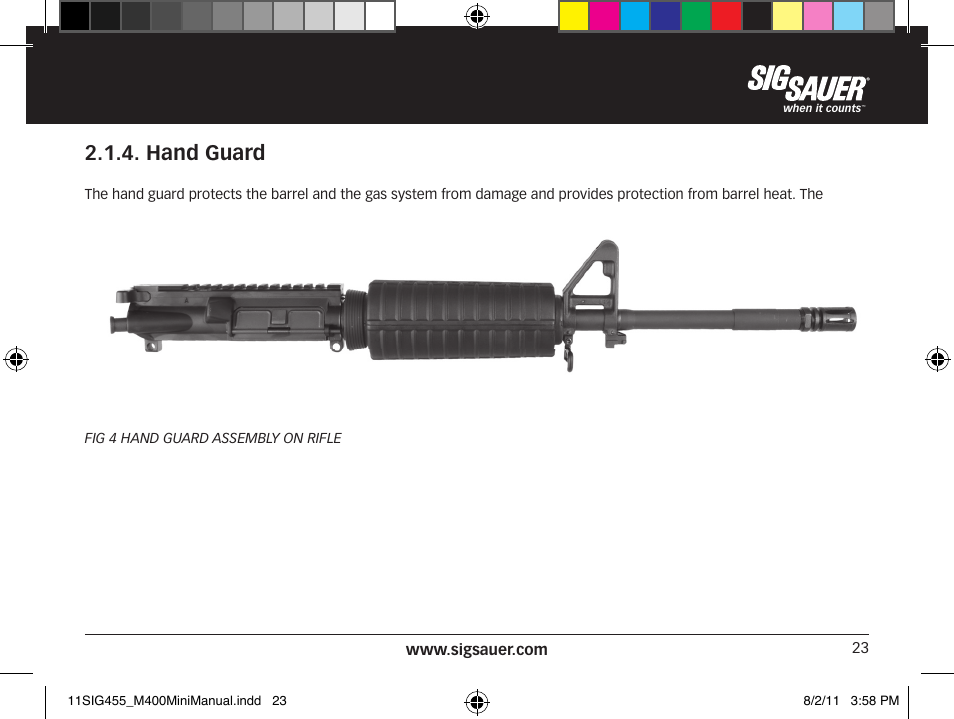 Hand guard | SIG SAUER SIGM400 Rifle User Manual | Page 23 / 84