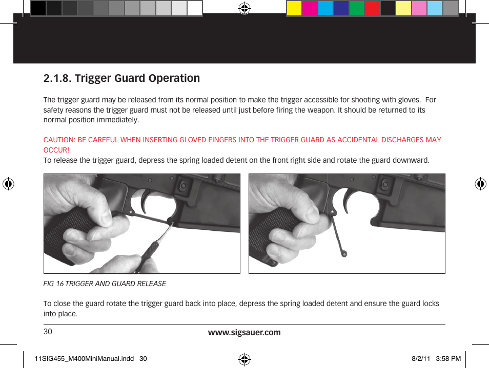 Trigger guard operation | SIG SAUER SIGM400 Rifle User Manual | Page 30 / 84
