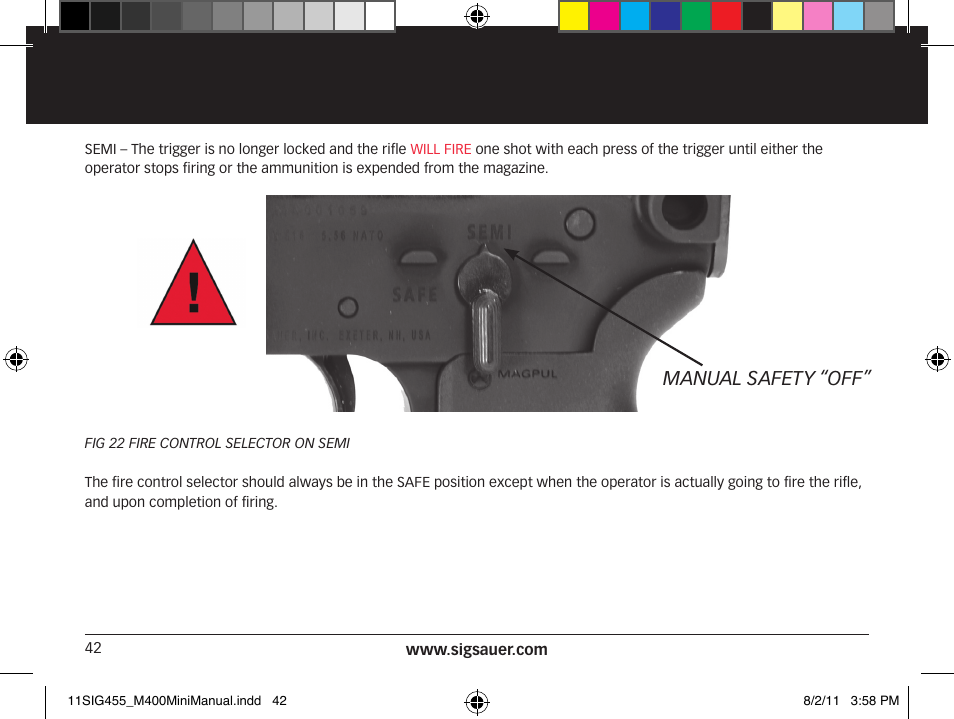 Manual safety “off | SIG SAUER SIGM400 Rifle User Manual | Page 42 / 84
