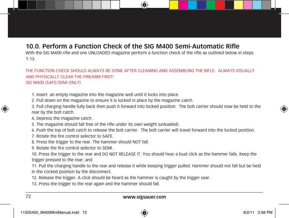 SIG SAUER SIGM400 Rifle User Manual | Page 72 / 84