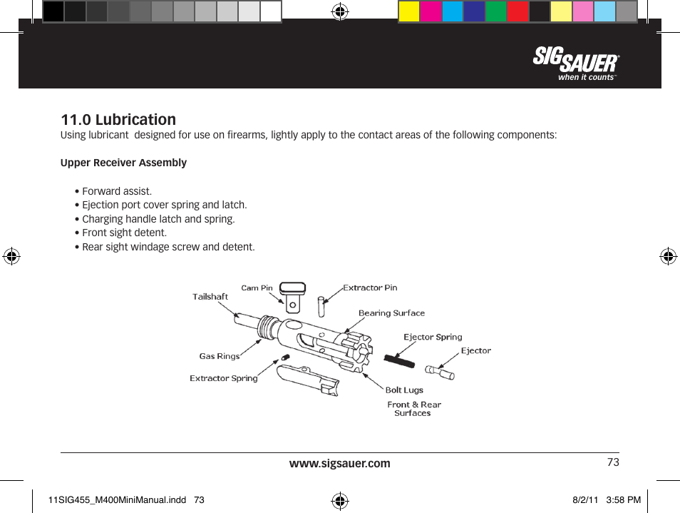 0 lubrication | SIG SAUER SIGM400 Rifle User Manual | Page 73 / 84