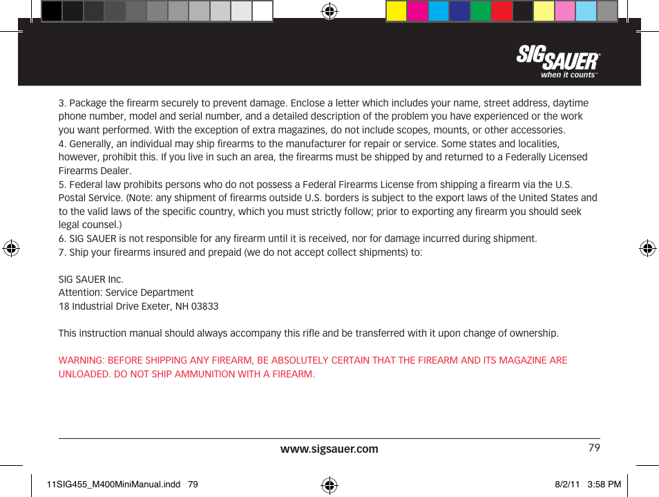 SIG SAUER SIGM400 Rifle User Manual | Page 79 / 84