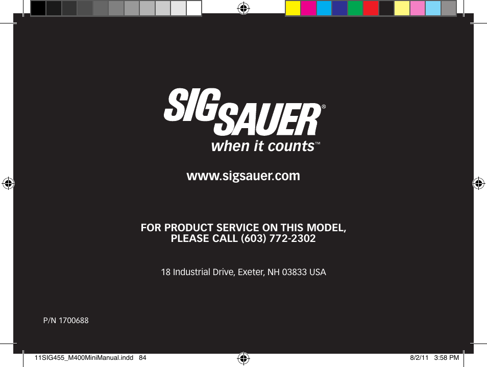 When it counts | SIG SAUER SIGM400 Rifle User Manual | Page 84 / 84
