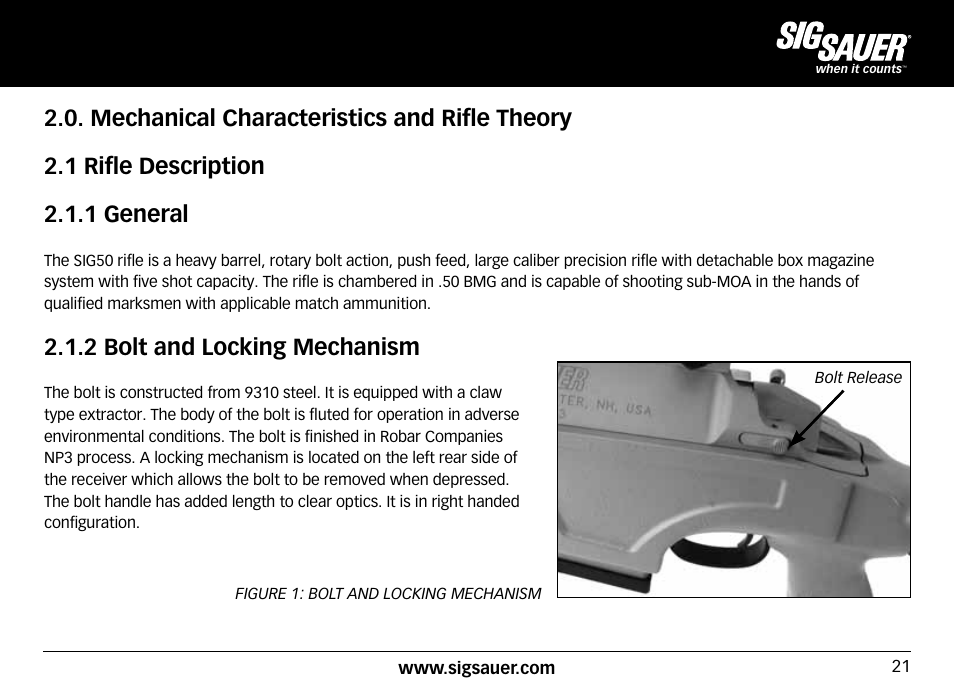 2 bolt and locking mechanism | SIG SAUER SIG50 User Manual | Page 21 / 60