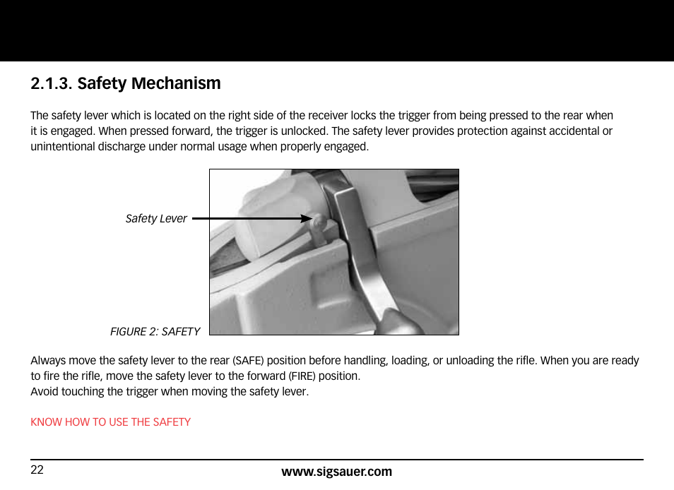 Safety mechanism | SIG SAUER SIG50 User Manual | Page 22 / 60