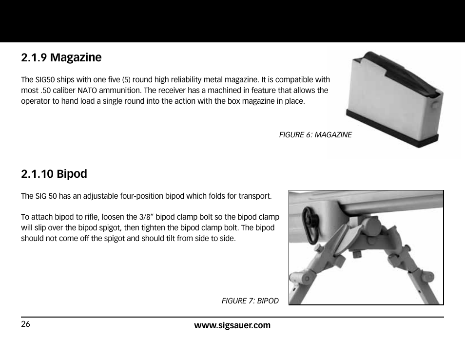 9 magazine, 10 bipod | SIG SAUER SIG50 User Manual | Page 26 / 60
