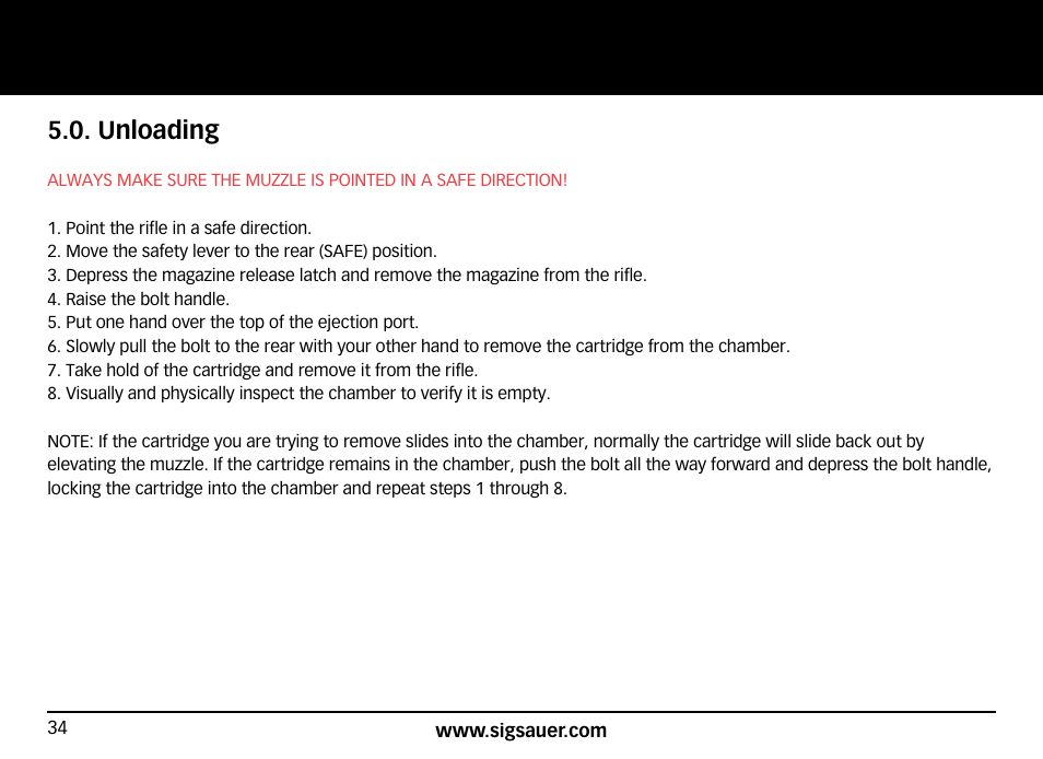 Unloading | SIG SAUER SIG50 User Manual | Page 34 / 60