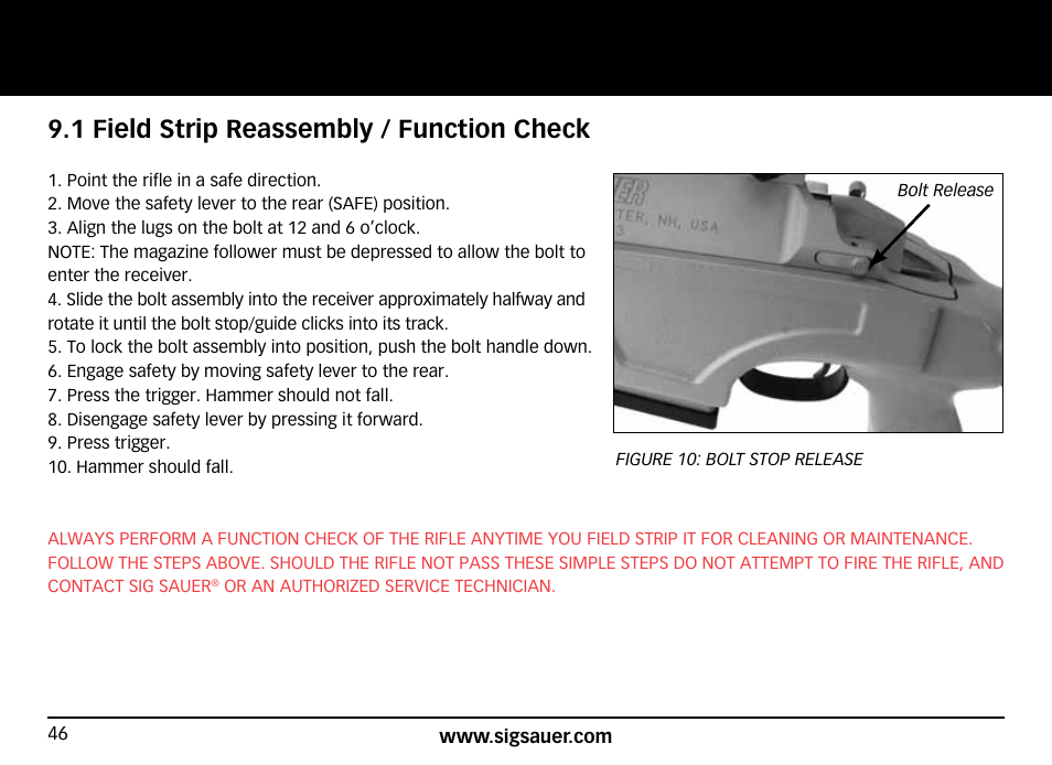 1 field strip reassembly / function check | SIG SAUER SIG50 User Manual | Page 46 / 60