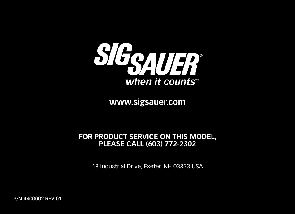 When it counts | SIG SAUER SIG50 User Manual | Page 60 / 60
