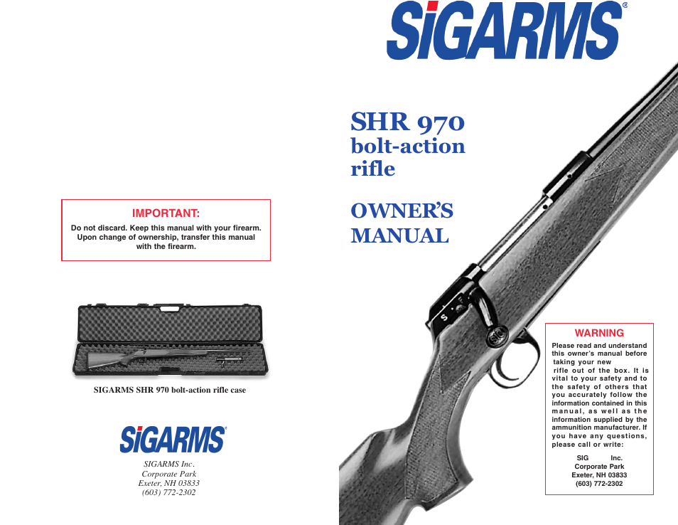 SIG SAUER SHR 970 User Manual | 20 pages