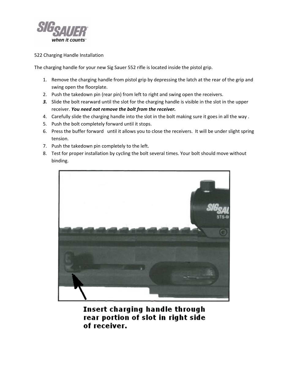 SIG SAUER SIG522 and SIG556 Charging handle User Manual | 2 pages