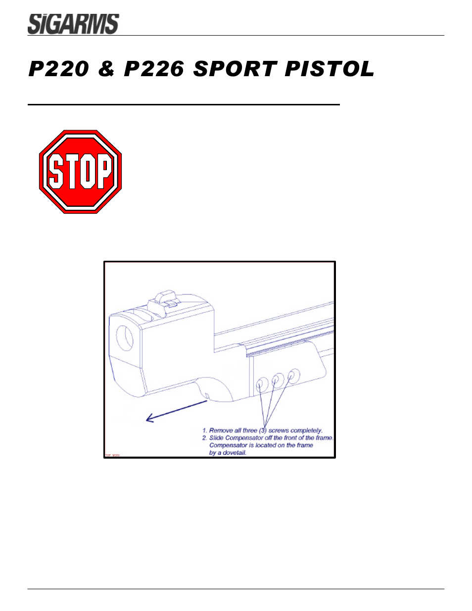 SIG SAUER P226 Sport Compensator User Manual | 1 page