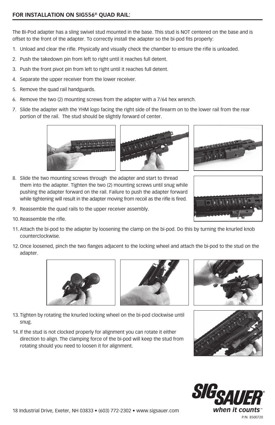 SIG SAUER Harris Bi-Pod Adapter User Manual | Page 2 / 2