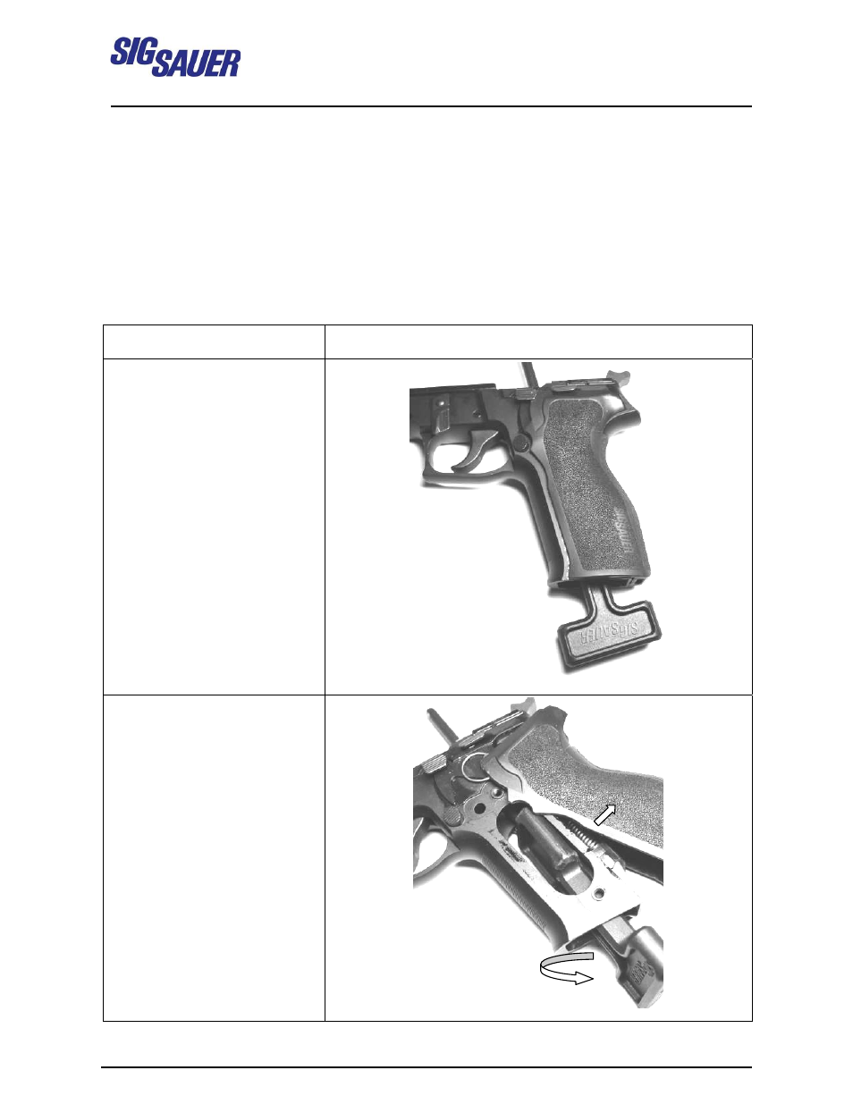 SIG SAUER E2 Grip Removal User Manual | 2 pages