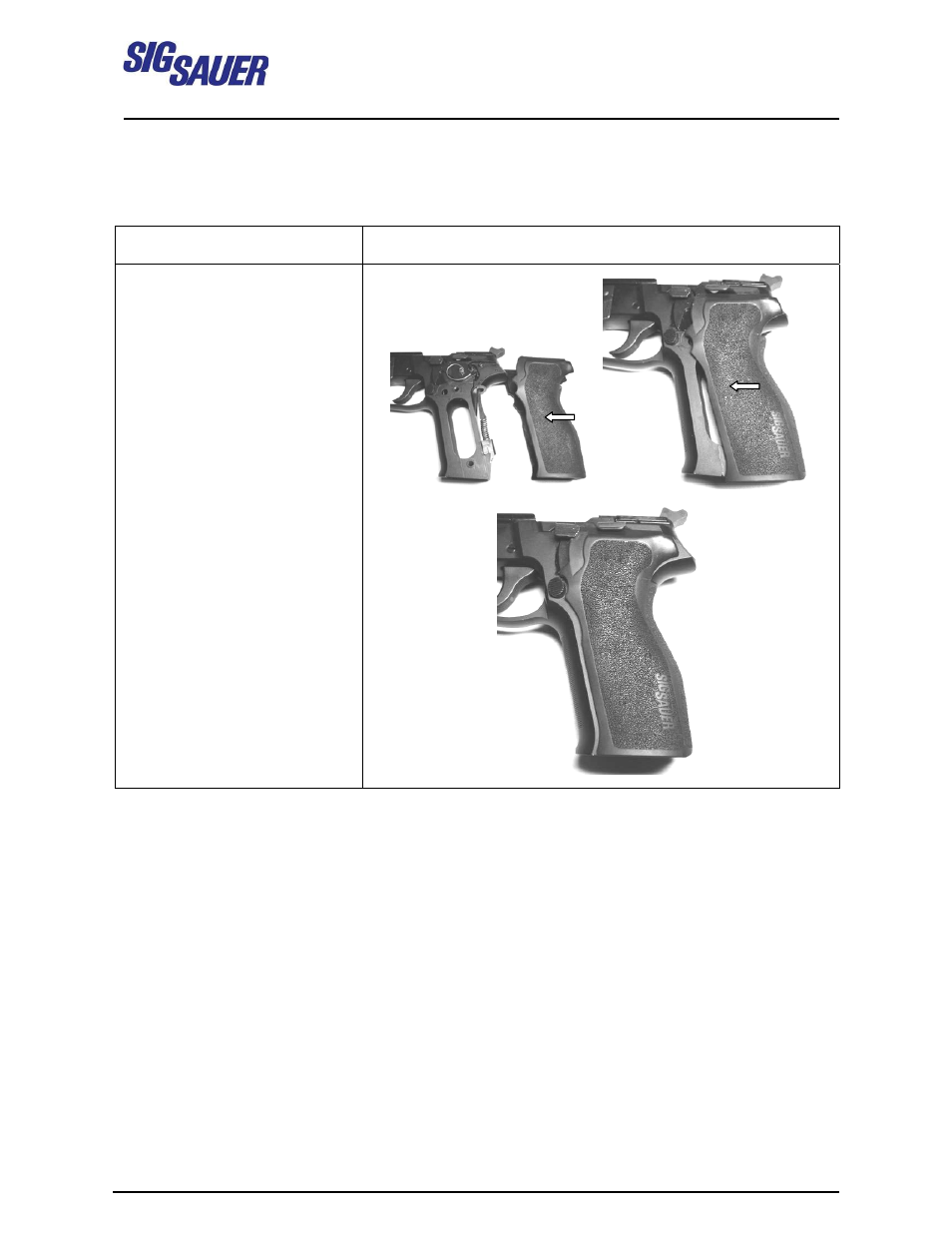 Grip installation, Modular one piece grip – removal and installation | SIG SAUER E2 Grip Removal User Manual | Page 2 / 2