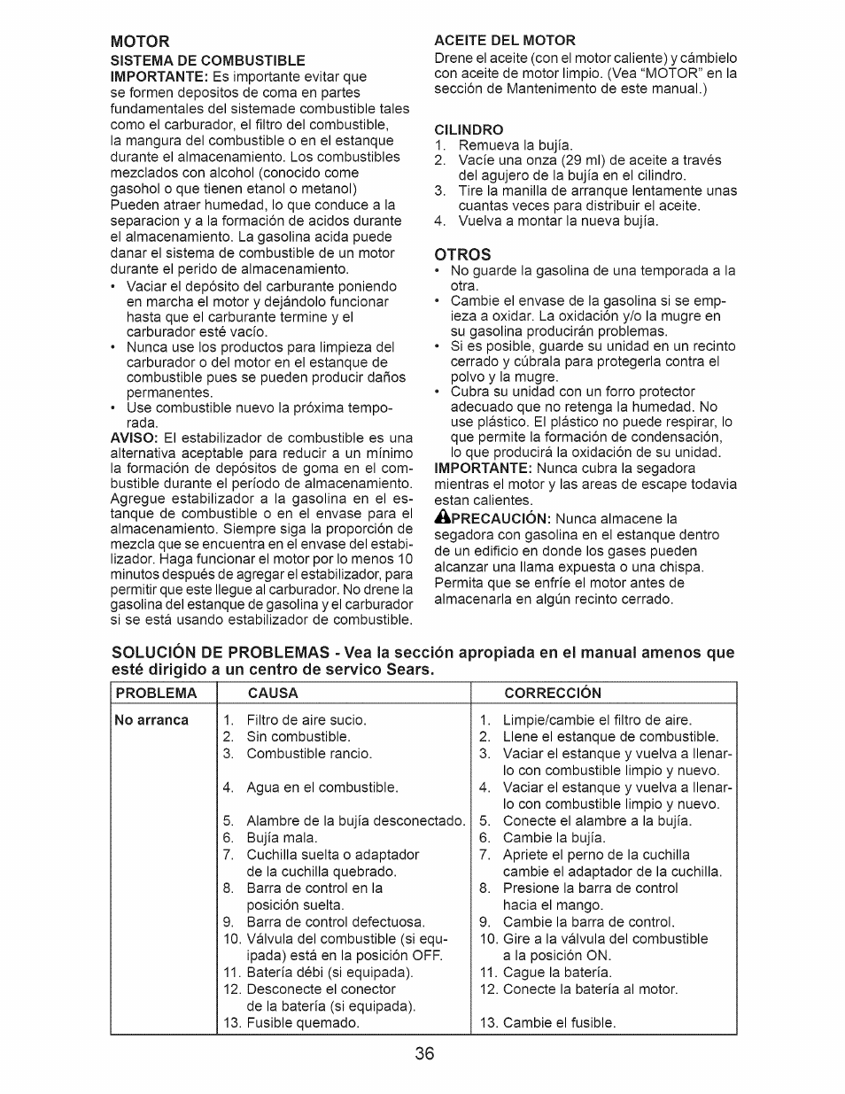 Otros | Craftsman 917.370610 User Manual | Page 36 / 48