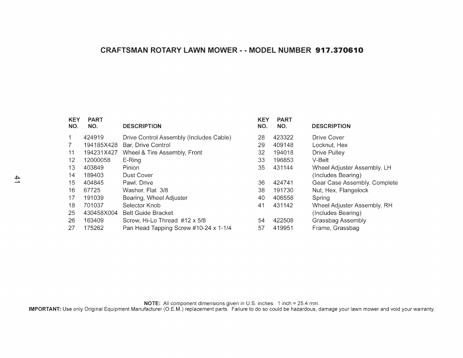 Craftsman 917.370610 User Manual | Page 41 / 48