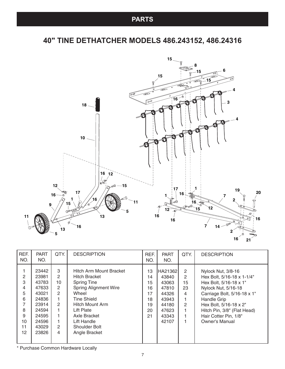 Parts | Craftsman 486.24316 User Manual | Page 7 / 8