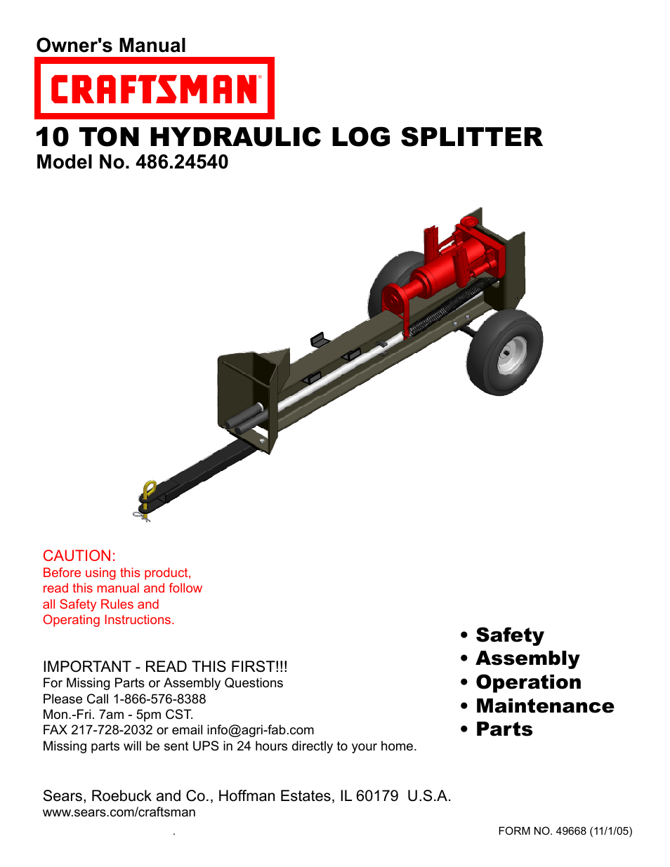 Craftsman 486.2454 User Manual | 8 pages