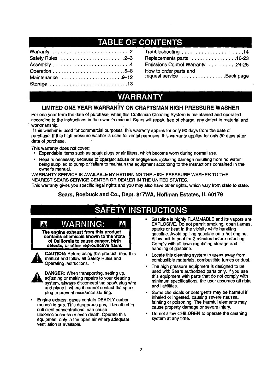 Craftsman 580.768020 User Manual | Page 2 / 26