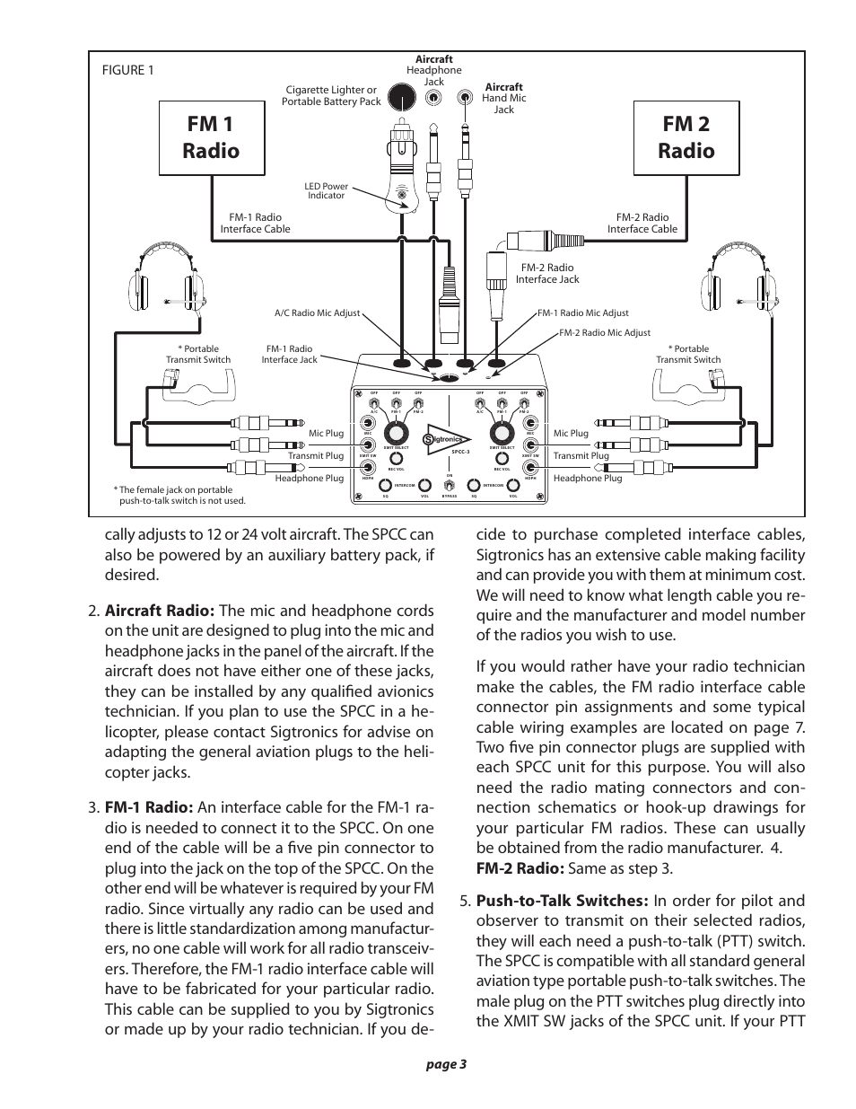 Fm 1 radio fm 2 radio, Figure 1, Page 3 | Sigtronics SPCC-3 User Manual | Page 3 / 8