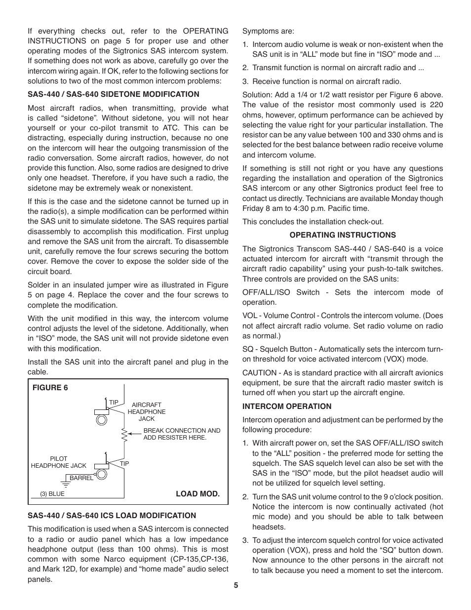 Sigtronics SAS-640 User Manual | Page 5 / 6