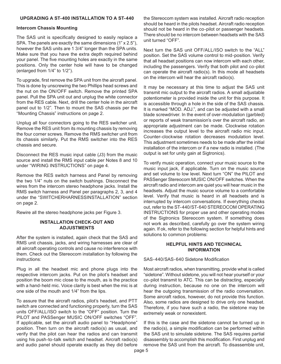 Sigtronics RMS-640 Installation Instructions User Manual | Page 5 / 6