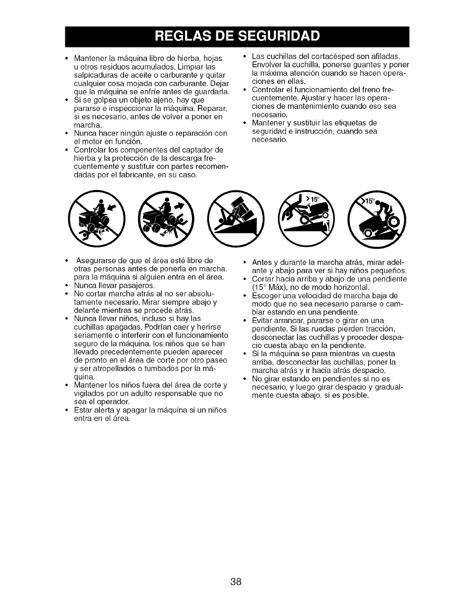 Reglas de seguridad | Craftsman 917.276920 User Manual | Page 38 / 68