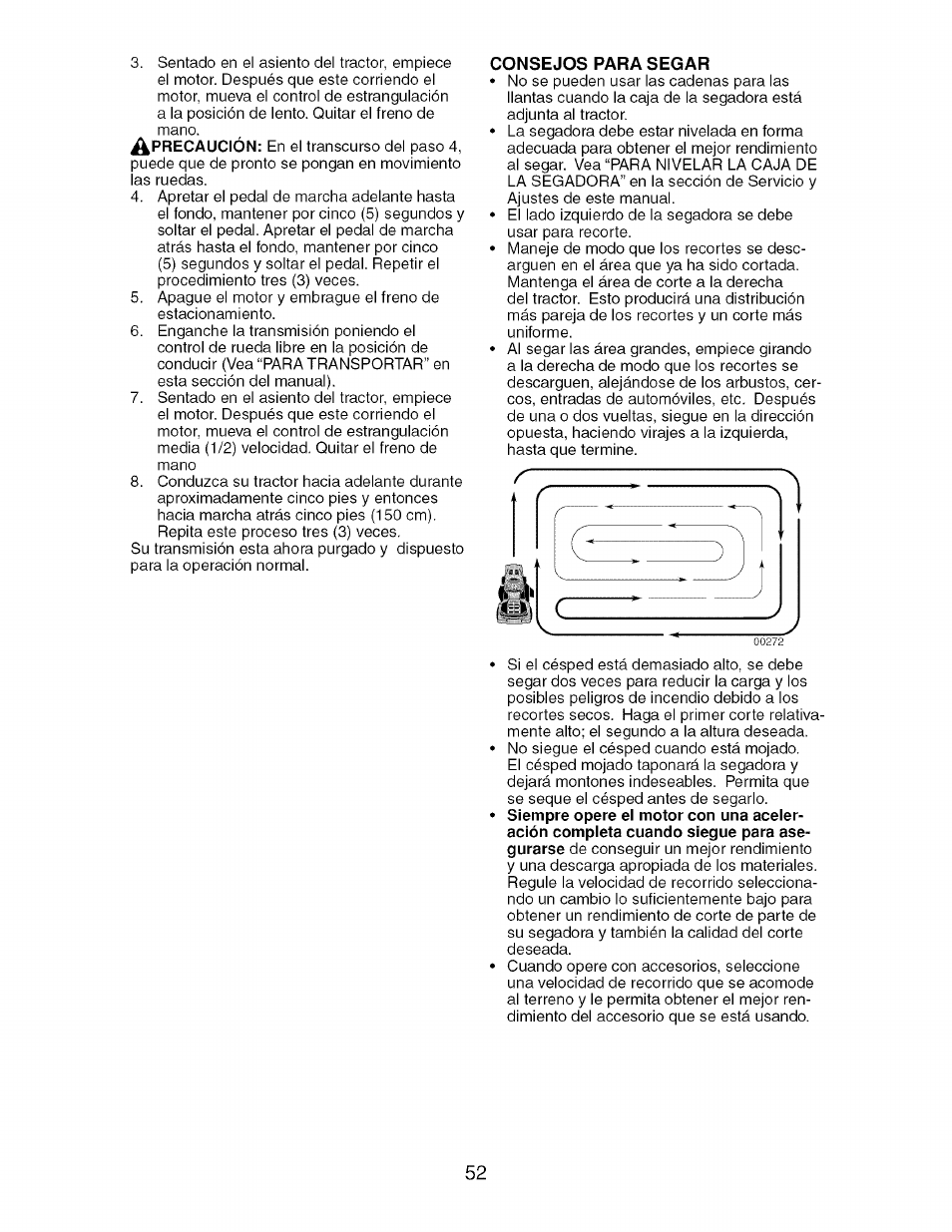 Consejos para segar | Craftsman 917.276920 User Manual | Page 52 / 68