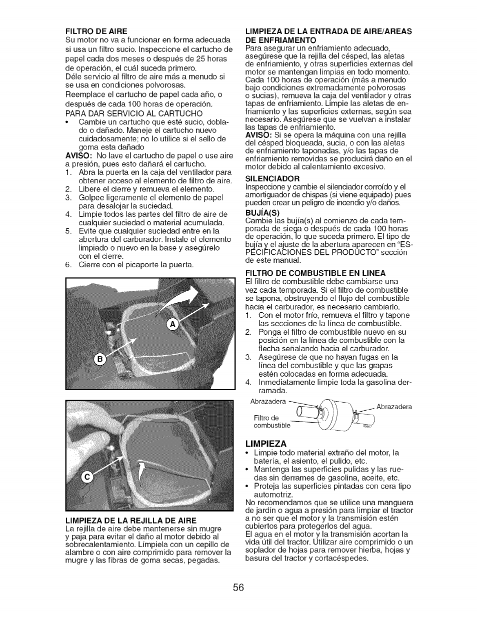 Limpieza | Craftsman 917.276920 User Manual | Page 56 / 68