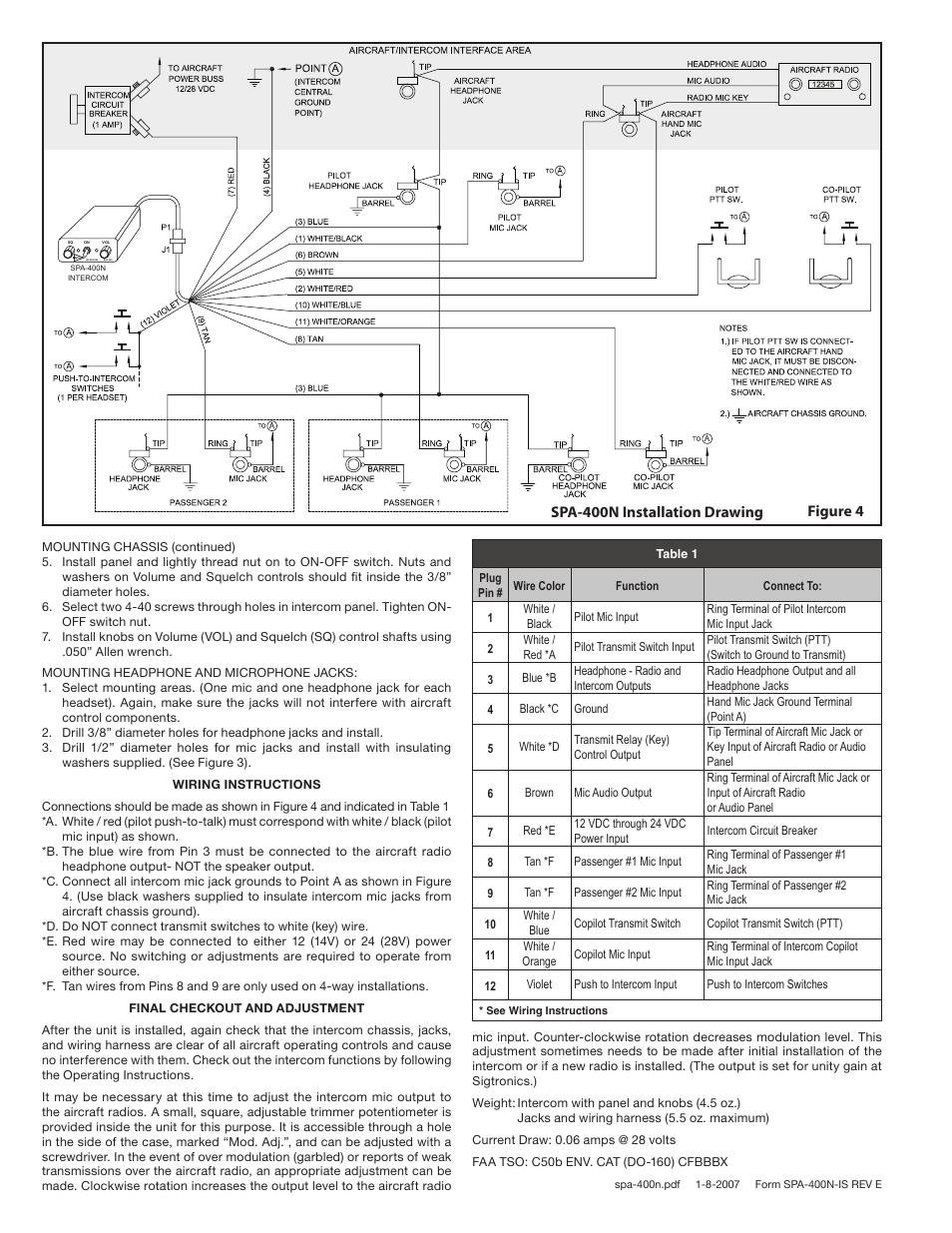 Spa-400n installation drawing figure 4 | Sigtronics SPA-400N User Manual | Page 2 / 2