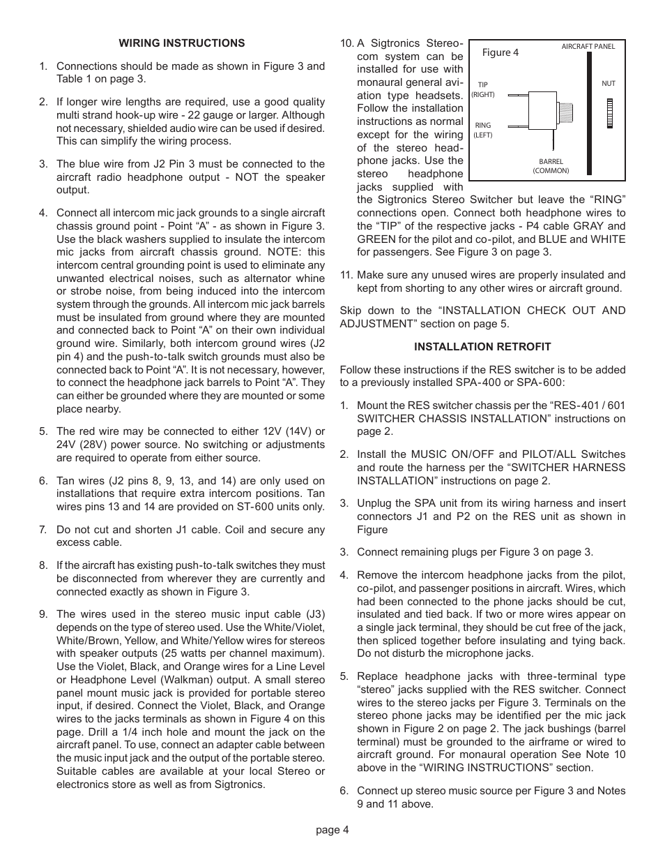 Sigtronics RES-601 Installation Instructions User Manual | Page 4 / 6