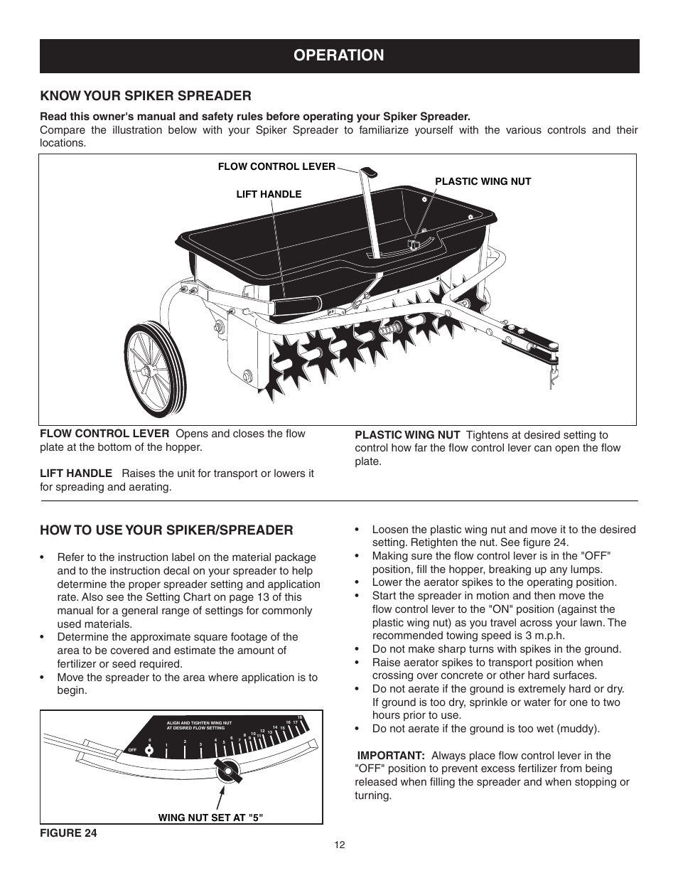 Operation, Know your spiker spreader, How to use your spiker/spreader | Craftsman SPIKER 486.24331 User Manual | Page 12 / 16