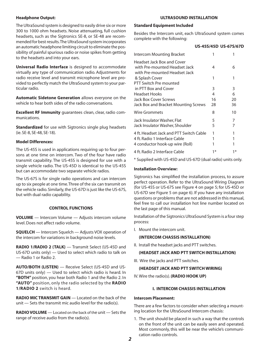 Sigtronics US-DR User Manual | Page 2 / 12