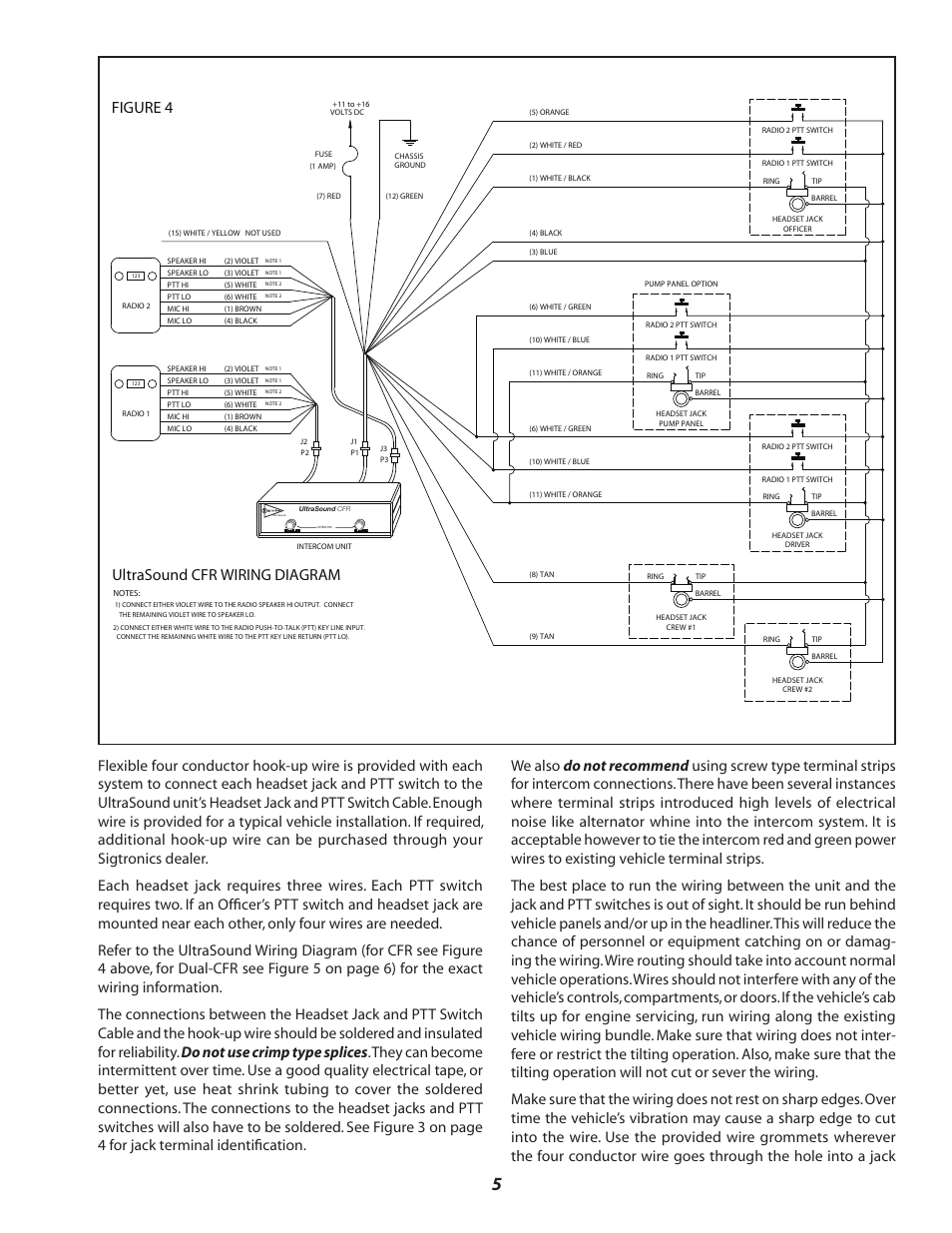 Ultrasound cfr wiring diagram figure 4 | Sigtronics Dual-CFR User Manual | Page 5 / 12