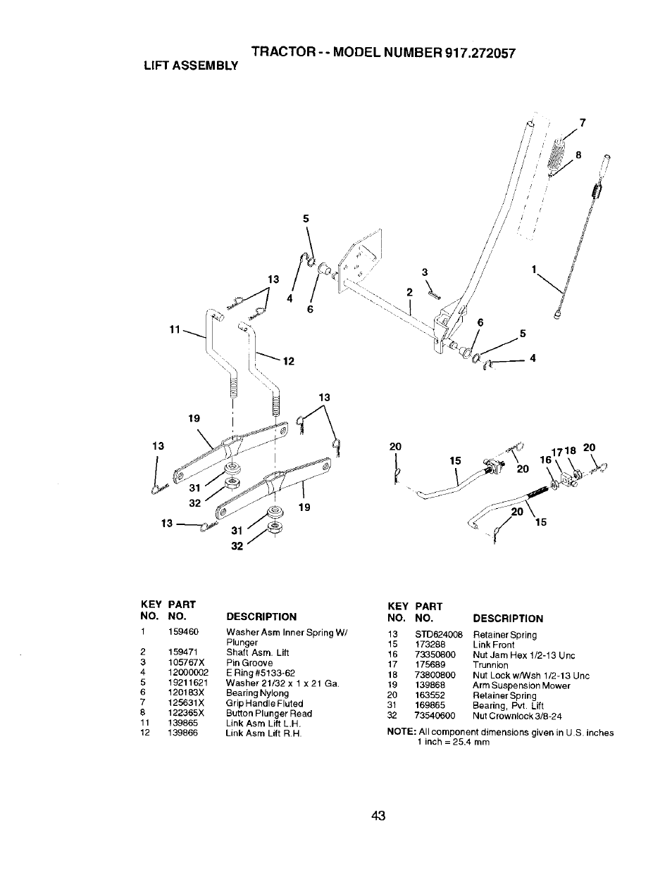 Lift assembly | Craftsman 917.272057 User Manual | Page 43 / 60