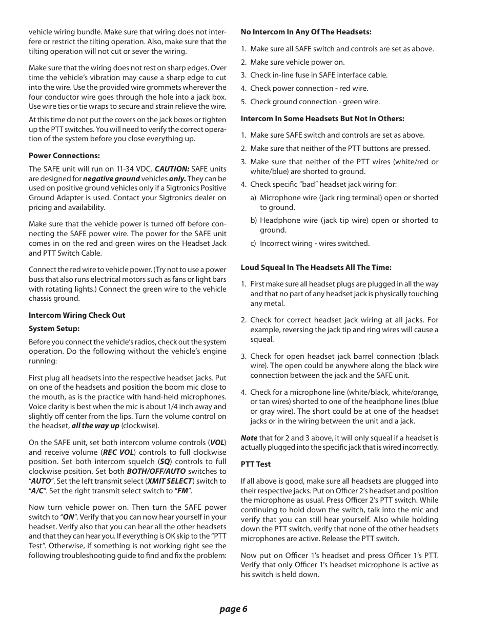 Sigtronics S-A-F-E Installation Instructions User Manual | Page 6 / 11