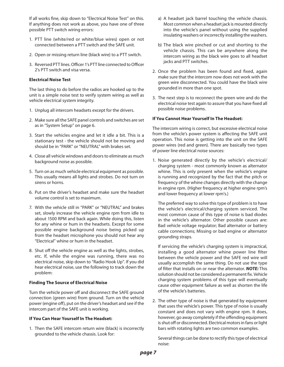 Sigtronics S-A-F-E Installation Instructions User Manual | Page 7 / 11