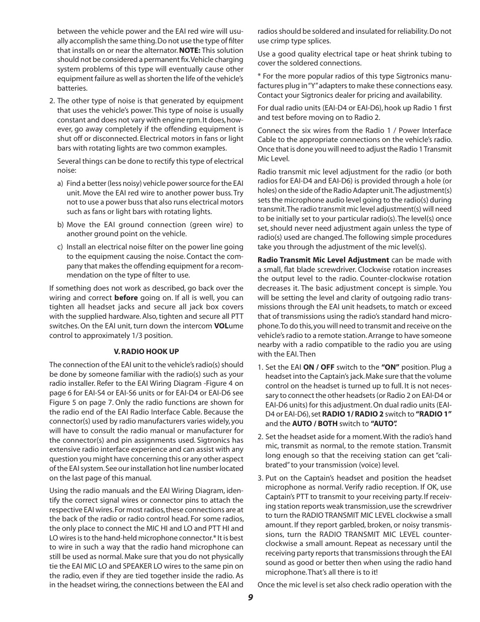 Sigtronics EAI Installation Instructions User Manual | Page 9 / 12