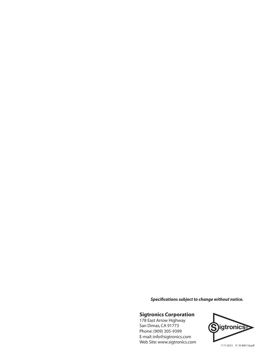 Igtronics | Sigtronics 900116 User Manual | Page 4 / 4