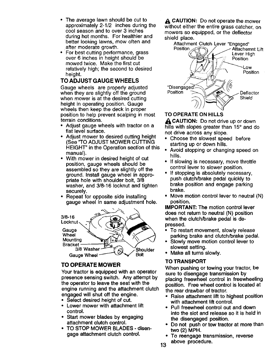 To transport | Craftsman 917.271142 User Manual | Page 13 / 60