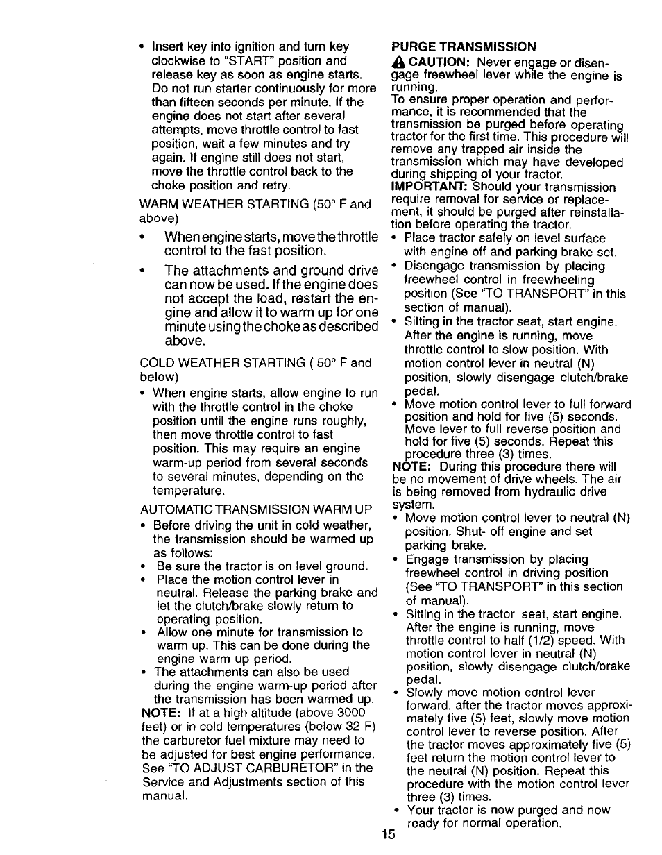 Purge transmission | Craftsman 917.271142 User Manual | Page 15 / 60