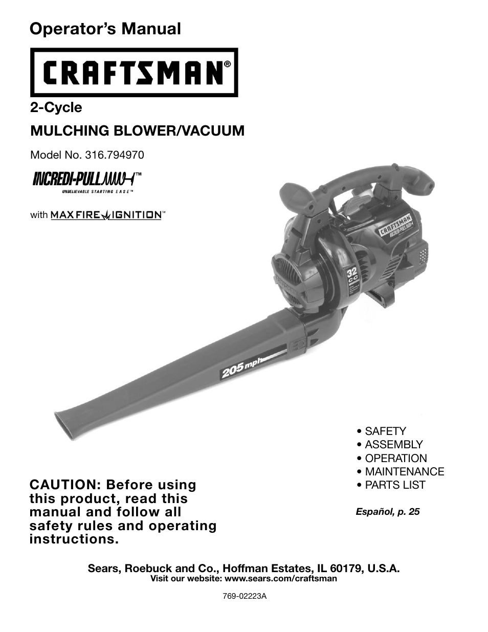 Craftsman 316.79497 User Manual | 48 pages