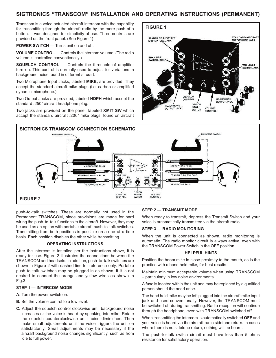 Sigtronics SPE-2 User Manual | 2 pages