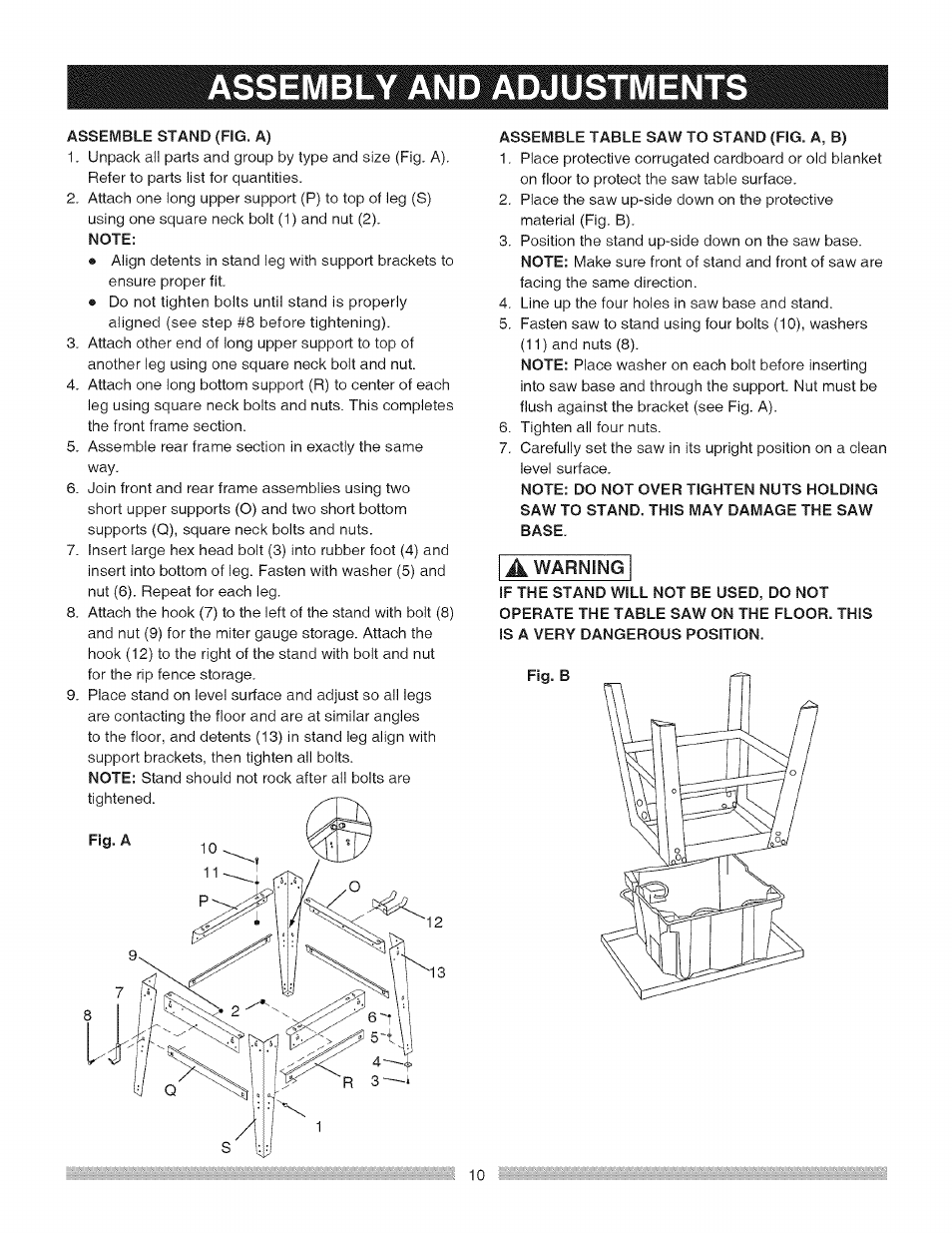 Assembly and adjustments | Craftsman 137.218030 User Manual | Page 10 / 30