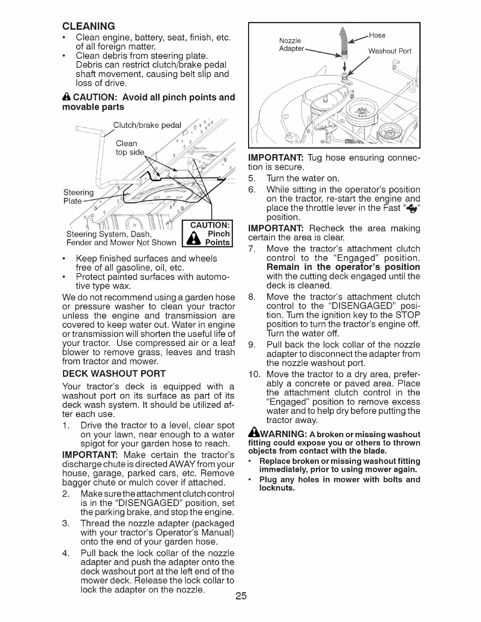 Deck washout port | Craftsman 917.28991 User Manual | Page 25 / 72