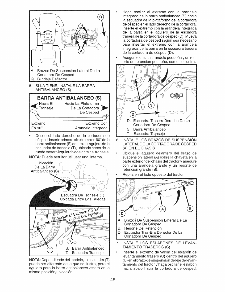 Barra ant1balanceo (s) | Craftsman 917.28991 User Manual | Page 45 / 72