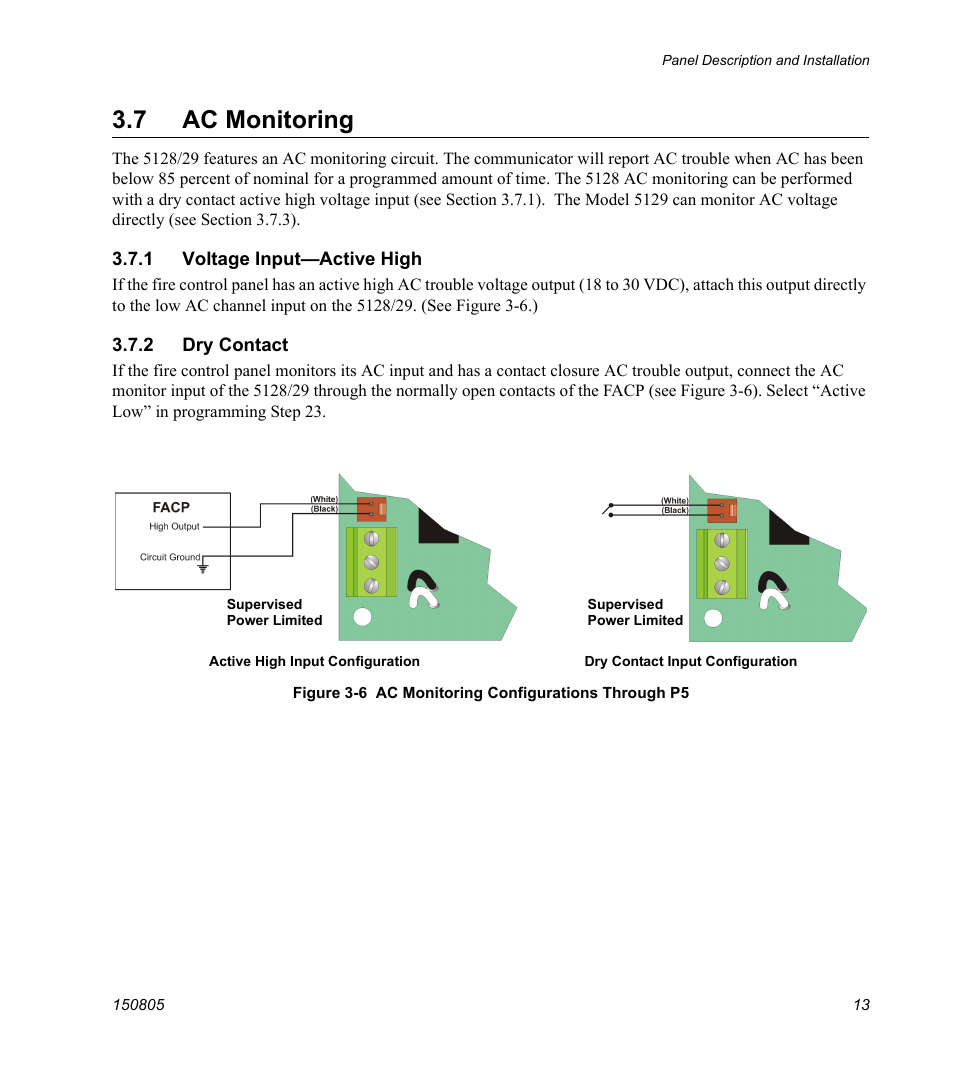 7 ac monitoring, 1 voltage input-active high, 2 dry contact | N 3.7) | SilentKnight 5129 Digital Alarm Communicator Transmitter User Manual | Page 17 / 42