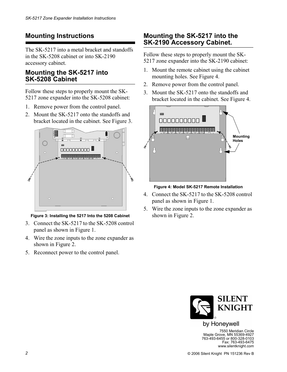 Mounting instructions | SilentKnight 5217 10-Zone Expander for 5208 User Manual | Page 2 / 2